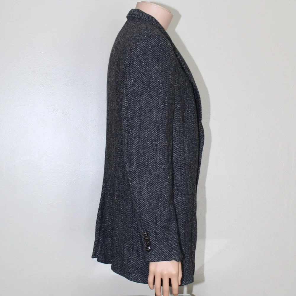 Vintage Kuppenheimer Gray Tweed Wool Herringbone 2 Button Blazer Men’s 44 Long